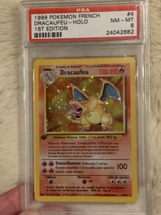 1st Edition French Charizard Psa 8 Nm - Holographic 4/102