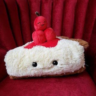 Squishable Comfort Food Smiling Cherry Pie Plush 14 " Slice Brown Red White 2016
