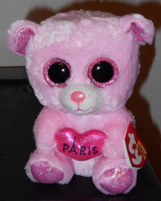 Ty Beanie Boos - Paris The Bear (pink Version) (exclusive) (6 Inch) Mwmt