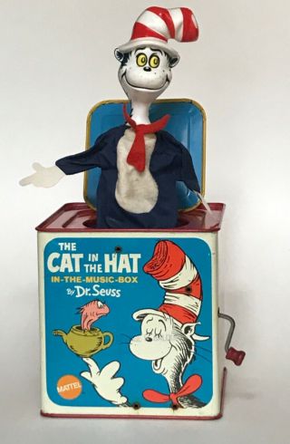Mattel Vintage Dr Seuss Cat In The Hat Music Box 1970