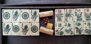 Vintage Traditional Bone And Bamboo Mah Jong Set 144 Tiles Antique Mahjong Game