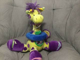 Aurora Baby Giraffe Learning Plush 15 " Stuffed Animal Discovery Yellow Purple