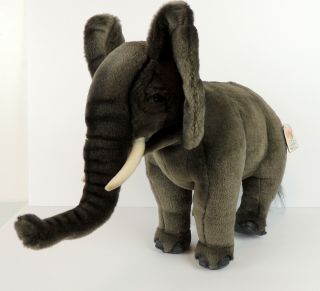 Hansa Adult Elephant Plush Toy Stuffed Animal 14 " High Tusks Realistic Life Like