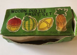 Wooden Puzzle Fruit Set Vintage 1960s Made In Japan Kitsch