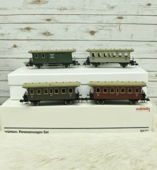 Marklin 1 Gauge Wurttem Personenwagen - Set Of 4 Passenger Cars 58211
