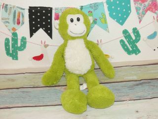 Pier 1 One Imports Green Monkey Chamois Shaggy White Plush Stuffed Doll Toy 21 "