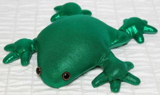 Shimmering Bean Bag Frog Plush Weighted Rainforest Metallic Green Squishy Stress
