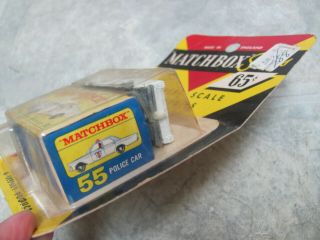 VTG 1960s Metal Scale MATCHBOX Lesney No.  55 STATE POLICE CAR IN PACKAGE 3