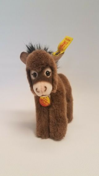 Steiff Donkey Assy 1510/14 With Ear Tag And Tag Attached To Neck