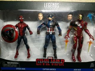 Marvel Legends Civil War 3 Pack Spider - Man,  Captain America,  Iron Man