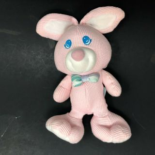 Fisher Price Pink Thermal Waffle Cozies Bunny Plush Bow Tie Lovey Vtg 90s Toy