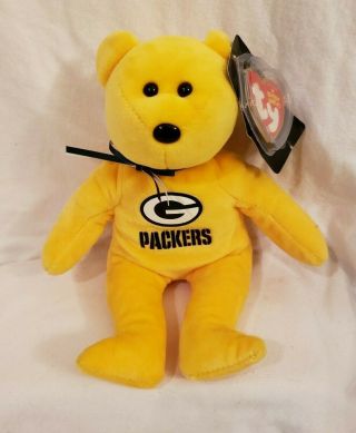 2016 Ty Beanie Baby 8 " Nfl Green Bay Packers Bear Mwmt Tag Protector