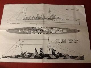 1/700 SCALE RESIN KIT of HMS YORK,  WW2 BRITISH LIGHT CRUISER by SAMEK 4
