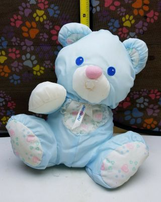Fisher Price Puffalump Baby Bear Blue Plush Nylon Rattle 1214 - 1216 - 1994 Htf