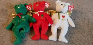 Ty Beanie Bbies Christmas Bears - Joy,  Peace,  Love Set