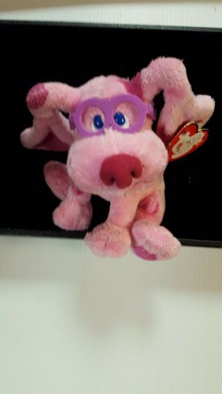 Nwt Blues Clues Ty Beanie Baby Nick Jr Retired 6 " Magenta Pink Dog Glasses 2006