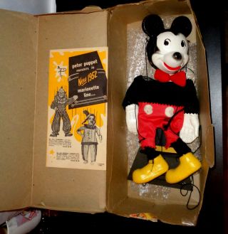Vintage 1952 Disney Mickey Mouse Marionette Puppet And Paperwork