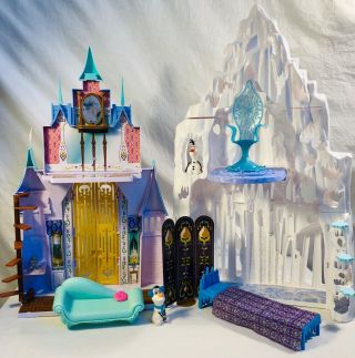 Disney Frozen Ice Castle Play Set w/Barbie Size Anna & Elsa Dolls & Furniture 2