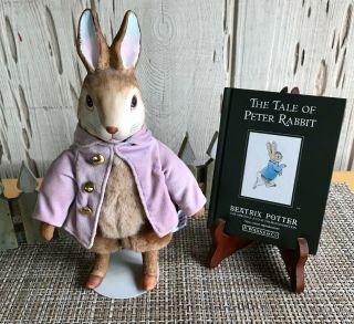 Eden Toys Beatrix Potter Peter Rabbit Porcelain & Plush Doll W/stand & Book 1987