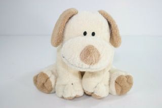 Ty Cream Tan Plopper Puppy Dog 9 " Plush Stuffed Beanie Pluffies Sewn Eyes