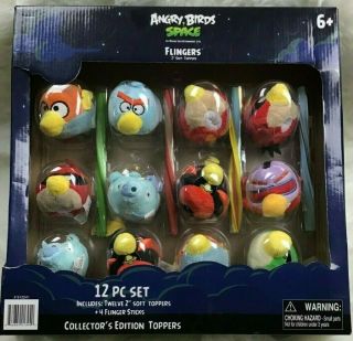 Rovio Angry Birds In Space Flingers Set W/ Sticks Pencil Topper 2 " Plush 912241