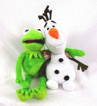 Olaf Sparkle & Kermit Frog Ty Beanie Buddies Plush Stuffed Animal Toy Bin W