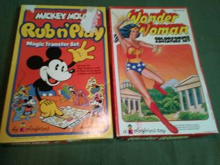 1978 Walt Disney Colorform Mickey Mouse Rub N Play Magic Transfer Set & Wonder W