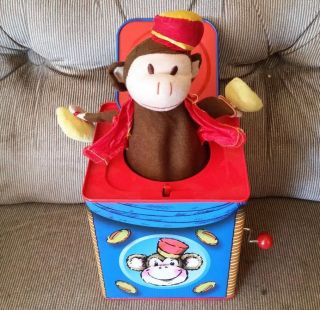 Bolz Circus Monkey Metal Jack - In - The - Box Crank Windup Circus Tune Germany Made