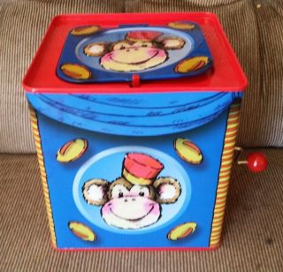 Bolz CIRCUS MONKEY Metal Jack - In - The - Box Crank Windup Circus Tune Germany Made 2