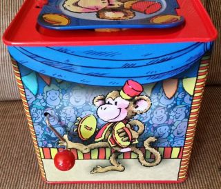 Bolz CIRCUS MONKEY Metal Jack - In - The - Box Crank Windup Circus Tune Germany Made 3