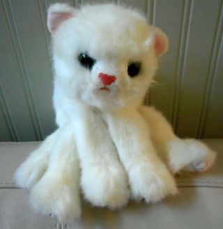 Ty Fluffy White Cat Plush Classic Pink Bow 16 " Soft Toy 1995 Stuffed Large