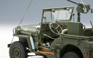 AutoArt 1/18 WILLYS Jeep With Trailer GREEN 74016 Auto Art Willy ' s 4