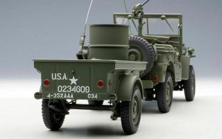 AutoArt 1/18 WILLYS Jeep With Trailer GREEN 74016 Auto Art Willy ' s 6