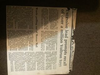 1985 MATCHBOX VOLTRON LION FORCE DIECAST SET w 1986 lead recall news clipping 5