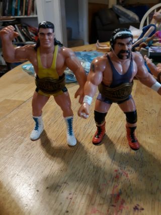1990 Wcw Galoob Series 1 The Steiner Brothers Rick & Scott W/ Belts Complete Wwe