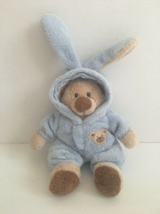 8 " Ty Pluffies Love To Baby Plush Teddy Bear Blue Bunny Pjs Non Removable 2005