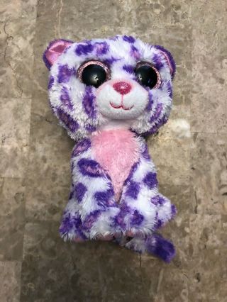 Ty Beanie Boos Justice Exclusive Glamour White Purple Snow Leopard 6 " Plush