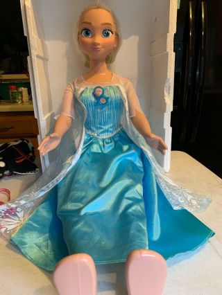 Disney 2014 Elsa Frozen Princess ‘ My Size Big Doll Lite Blue Dress 38”