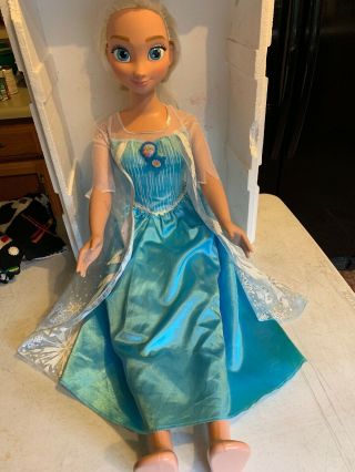 Disney 2014 Elsa Frozen Princess ‘ My Size Big Doll Lite Blue Dress 38” 2