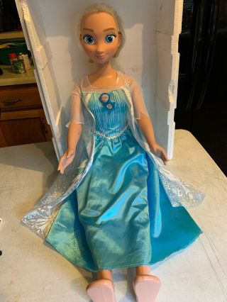 Disney 2014 Elsa Frozen Princess ‘ My Size Big Doll Lite Blue Dress 38” 3