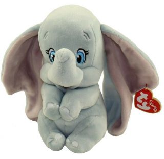 2019 Set Of 2 Ty Beanie Babies Dumbo Elephant Plush (medium & Reg) W/ Heart Tags
