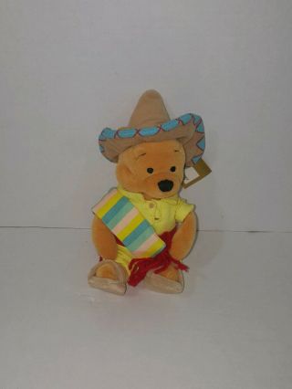 Disney Store Mexico Santa Fe Winnie The Pooh Bean Bag Plush Traveling Series