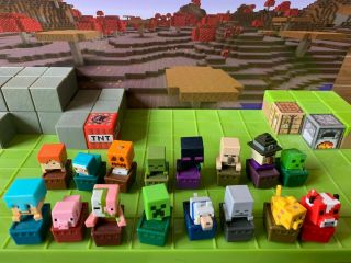 Minecraft Minifigures Minecart Series Complete Set Of 16,  W/ 3 - Pack Exclusives