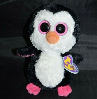 Ty Beanie Babies Boos Paddles The Penguin Plush 6 " With Hang Tag Big Eyes