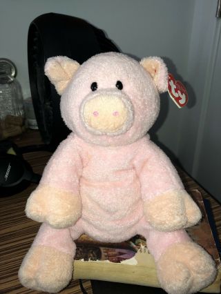 Rare Ty Pluffies Piggy 9” The Pink Pig Plush 2006 W Tags Mwbmt