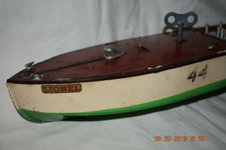 Vintage 1930s Lionel Craft Wind Up No.  44 Speed Boat With Drivers And Key 3