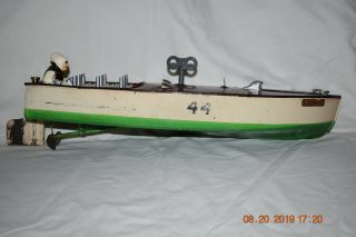 Vintage 1930s Lionel Craft Wind Up No.  44 Speed Boat With Drivers And Key 6