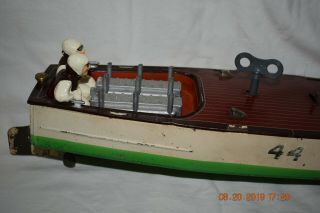 Vintage 1930s Lionel Craft Wind Up No.  44 Speed Boat With Drivers And Key 7