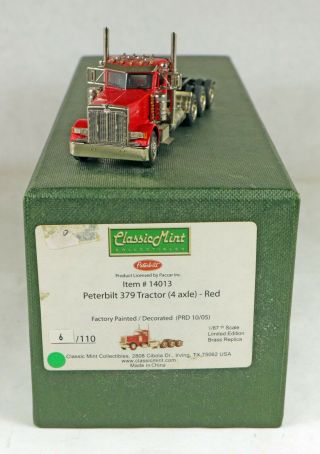Classic Collectibles 14013 Peterbilt 379 4 Axle Tractor Red HO Scale 1/87 6
