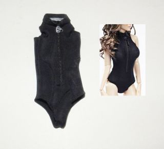 1/6 Scale Female Smcg Black Spandex Scuba Swimsuit Zipper Closure Basics